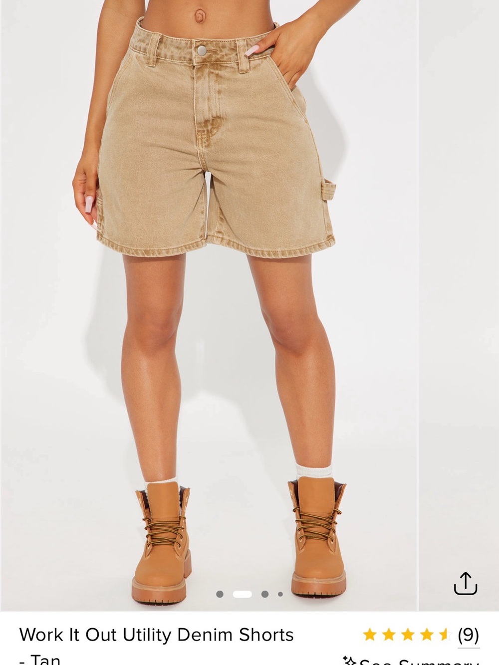 Fashion Nova Work It Out Utility Denim Shorts - Tan